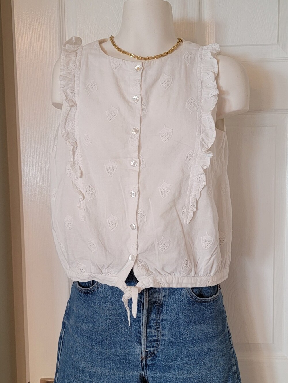 BODEN White Embroidered Cotton Top